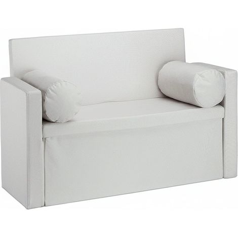 Banc dossier 2 places banquette coffre de rangement pliable assise pratique pliant 115 cm crème (1/4)