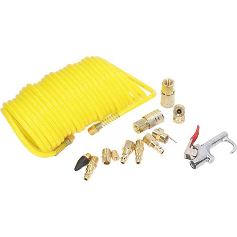 14-teiliges Luftkompressor-Set mit 1/4-Zoll-Schnellanschluss, flexiblem Kompressorschlauch, Stecker/Buchse, Universaladapter, ideal für Werkstätten und zum Aufpumpen (1/5)