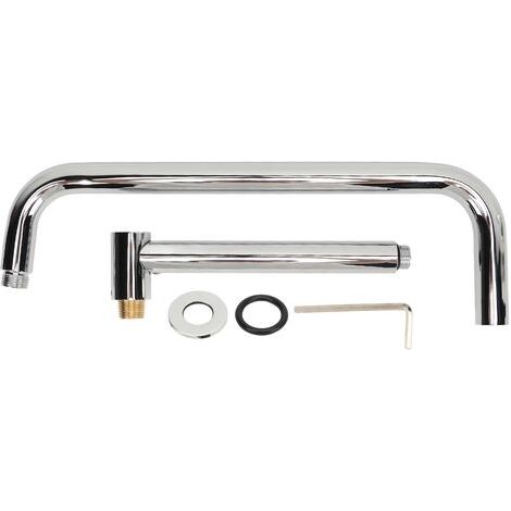 QORVA-Jeffergarden Extension de pomme de douche avec bride, bras de douche en forme de S, support mural, tuyau de douche rotatif en acier inoxydable pour salle de bains, galvanoplastie