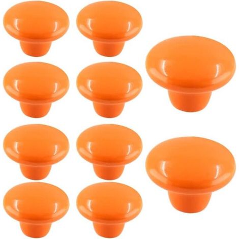 10 Stück Keramik Möbelknöpfe Rund Schrankknöpfe mit Schrauben 32mm Knöpfe Single Loch Pull Griff für Schublade Kommode Schrank Tür - Orange