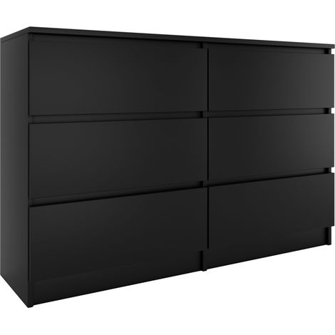 Topeshop – Commode enfant 6 tiroirs 120x77x30 cm – Structure en panneaux mélaminés – Glissières silencieuses – Résistante aux rayures et humidité