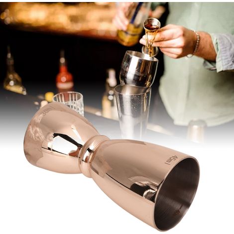 Verre doseur à vin double en acier inoxydable, idéal pour les cocktails, les bars, les fêtes et les clubs. Finition cuivrée en forme de U. (1/5)