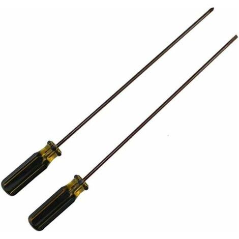 Tournevis extra-long à tête cruciforme et à lame plate de 300 mm, tournevis à fente et Phillips, 2 paquets de tournevis magnétique pour machine à coudre réparation de voiture outil à main bricolag