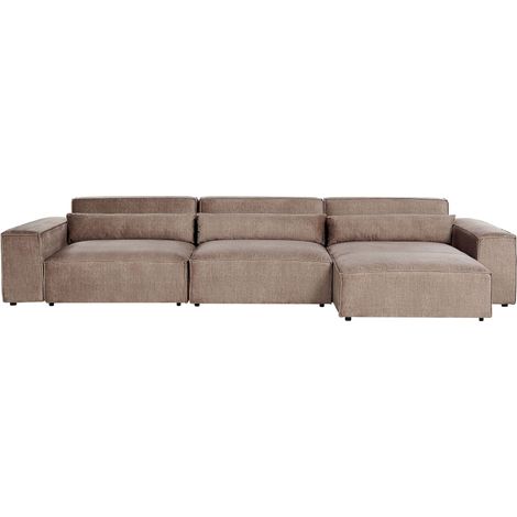 Modular Corner Sofa 3 Seater HELLNAR Fabric Light Brown Left Hand (1/5)