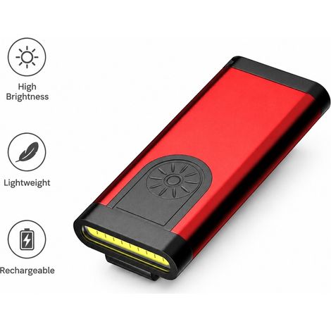 1 Mini Lampe Torche LED Rechargeable Ultra-lumineuse CL596 Noir Mat Alarme Clip USB 150 mAh Portée 100-200 m 9 x 2,5 x 2,5 cm Domestique et Extérieur (1/5)