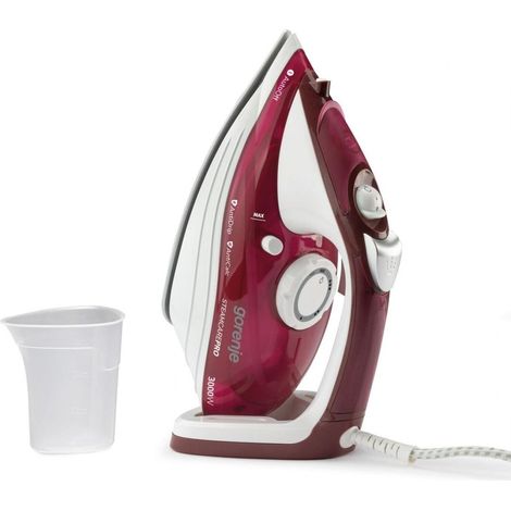 Gorenje SIH3000RBC Fer à vapeur Fer à vapeur 3000 W Réservoir d'eau : 350 ml Production de vapeur continue : 40 g/min Débit vapeur : 105 g/min Rouge/Blanc (1/3)