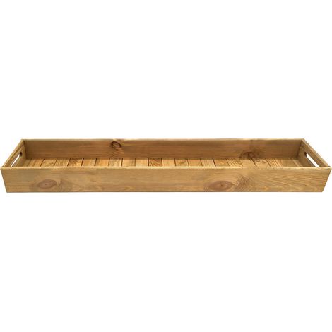 XXL Holz Dekotablett - 95 x 18 cm - Serviertablett extra lang mit Griffen - Kerzentablett Servierschale Tisch Deko Servier Kerzen Brett Weihnachten
