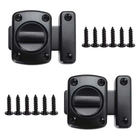 Pack de de 2 Loquet de Porte Rotatif en Alliage de Zinc Serrure , XU,Porte Interieure avec 12 Vis pour Chambre Bureau Salle de Bain Noir - (1/4)