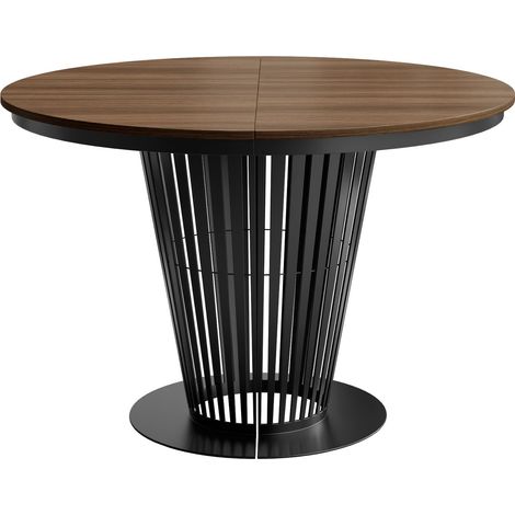 Mesa Oswego 181, Negro + Nuez oscura, 76x0x0cm, Alargamiento, Aglomerado laminado, Metal