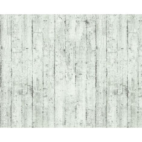 Wood wallpaper wall EDEM 81108BR00 hot embossed non-woven wallpaper slightly textured beautiful shabby chic style matt white grey anthracite 10.65 m2 (114 ft2) (1/5)