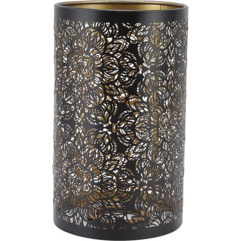 Abat-jour creux en métal sculpté, motif circulaire cylindrique E27 E26, Table de chevet décorative détachable (1/5)