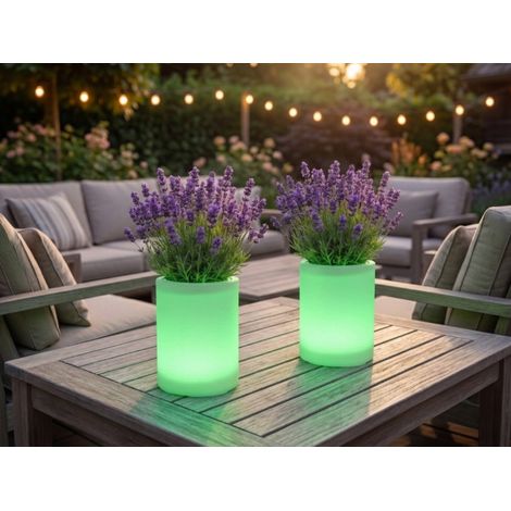 2er Set LED Solar Blumentopf mit RGBW Farbwechsel & Fernbedienung, Höhe 30cm (1/5)