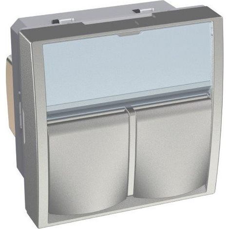 Prise reseau double RJ45 Cat6 UTP couleur aluminium 45x45mm S-one ALTIRA