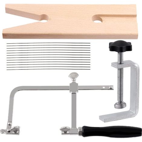 Lot de 14 scies professionnelles 3 en 1 pour bijoutier comprenant un collier de serrage en V, un cadre de scie réglable et des lames de scie à chantourner, outils de bijoutier pour métal (1/5)