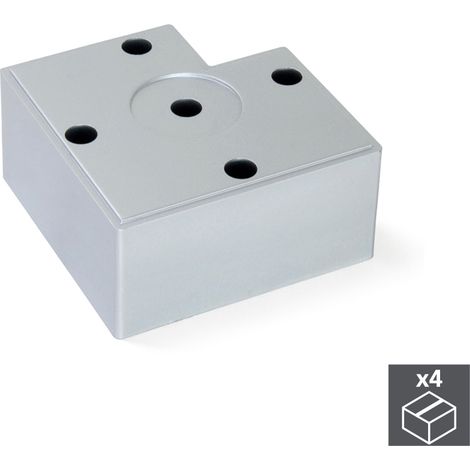 Emuca Lote de 4 pies para muebles Alumix 7, altura 45mm, Plástico, Pintado aluminio