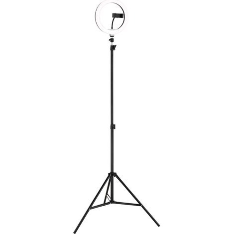 Lampada da terra a LED dimmerabile, regolabile, con cambio di colore, nera, luce per selfie, H 210 cm (1/5)
