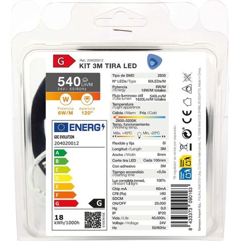 Kit 3M LED-Streifen 6W/M IP20 2800K-3200K vorbereitet