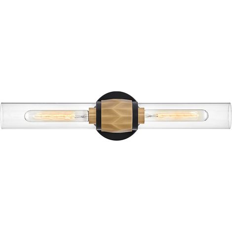 Applique bagno doppia Ellison nero ottone vetro E27 (1/5)