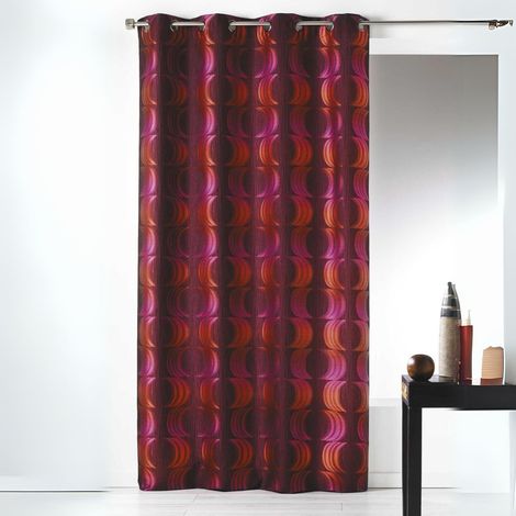 Rideau en Jacquard à Imprimés "Croissant de Lune" Bordeaux 140x260 cm