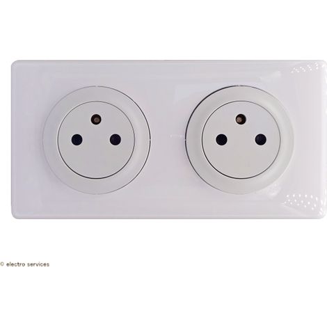 Double prise de courant 2P+T Surface Céliane Complet Blanc Griffes: Sans griffes