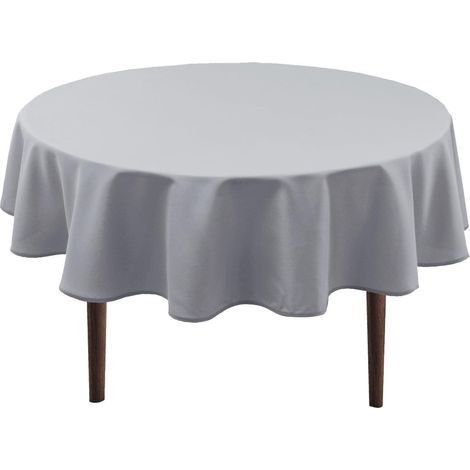 Nappe ronde 180cm Gris hydrofuge Polyester Anti-froissage pour Cuisine & Fêtes