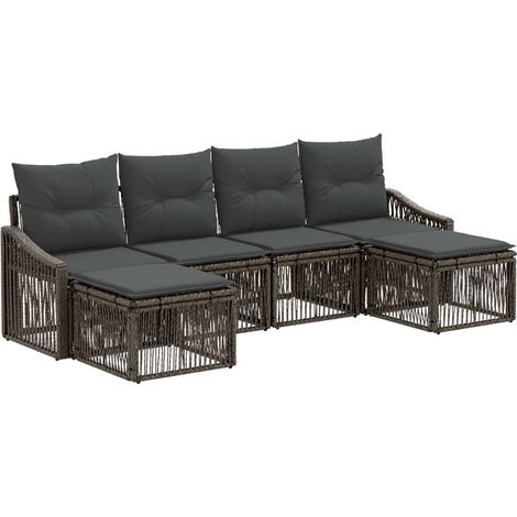 Conjunto de sofás de jardín 6 pcs Gris ratán sintético vidaXL