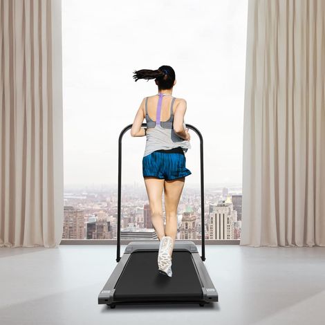 2-in1 Klappbar Laufband 3.0HP Elektrisches Laufband mit Fernbedienung und LED-Anzeige 6km/h Unter Schreibtisch Motorisierte Laufbänder für Haus/Büro Fitness Übung, 100kg/220.46lbs Maximalgewicht, Grau