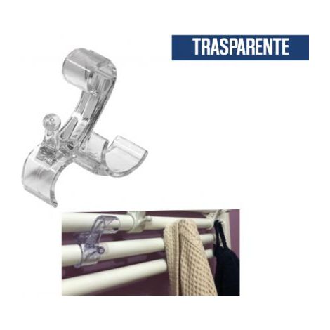 GANCIO PER TERMOARREDO PORTA ACCAPPATOIO ASCIUGAMANI SALVIETTE TRASPARENTE 38448 (1/2)