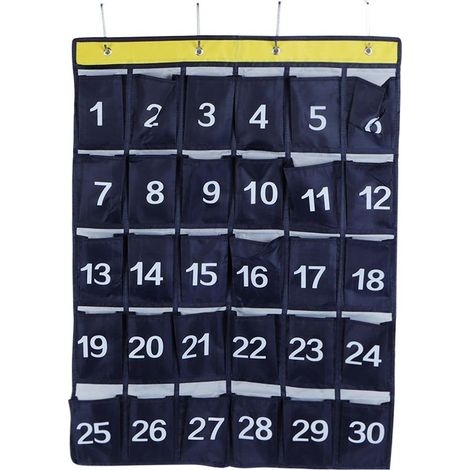 Bag of storage wall-mounted to 30 pockets, bracket of phone, organizer with digits, blue marine (1/5)