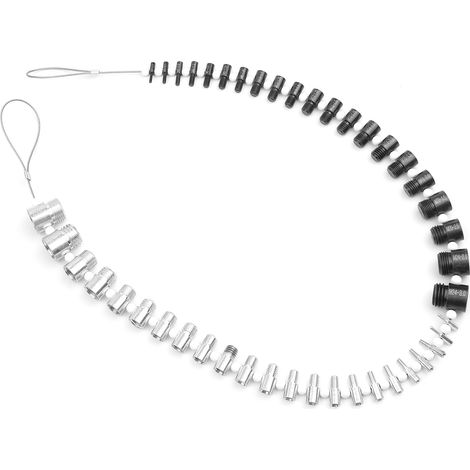 Vérificateur de pas de vis métal argent/noir pour nuts et vis pouces/métriques, 44 gauges mâle/femelle, 23 tailles inch et 21 métriques (1/5)