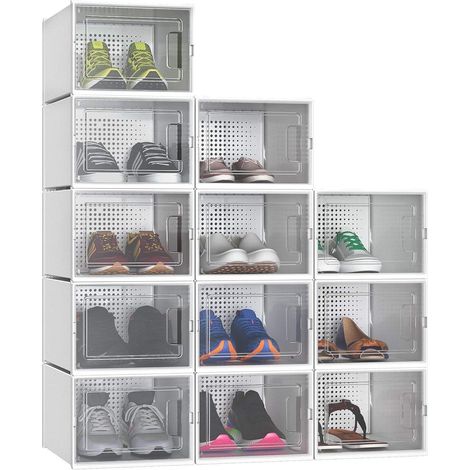 Schuhboxen 12er stapelbar transparent Belüftung 44 Weiß Moyen (1/5)