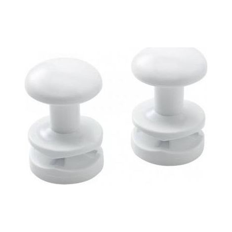 Lot de 2 patères rondes blanches Thermor. Fixation murale bois dur/teck, qualité FR certifiée. Idéal espaces confinés. (1/5)