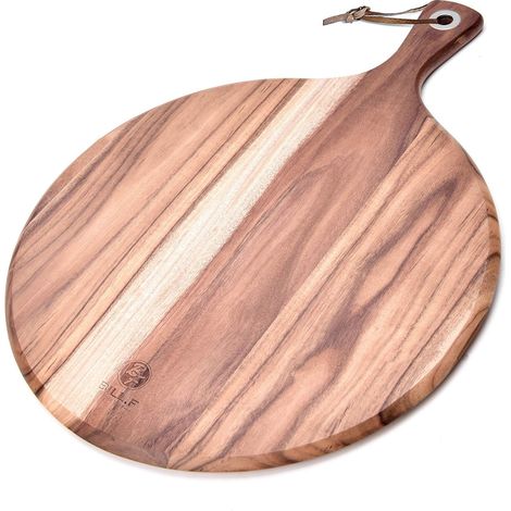 Pelle à pizza en bois d'acacia, planche à découper de 25,4 cm, planche à fromage, plateau à pain et crackers pour servir et préparer des aliments avec poignée, 35,6 x 25,4 x 1,3 cm (1/5)