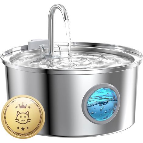 Fontaine à Eau INOX pour Chat - Automatique 3,2L Distributeur - Silencieuse - Gardez l'Eau Propre - avec Un Ensemble de Filtre (1/5)