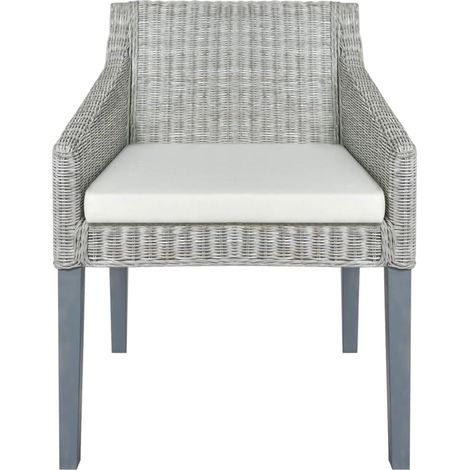 Maison Exclusive - Sedia da Pranzo con Cuscino Grigio in Rattan Naturale