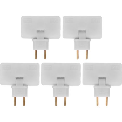 Lot de 5 adaptateurs de prise EU 180° sans fil, rallonge 1 vers 3 prises femelles 110-250V blanc (1/5)
