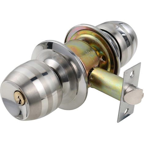 Serrure à bouton avec poignée à levier ronde, serrure à mortaise pour chambre à coucher en acier inoxydable (1/4)