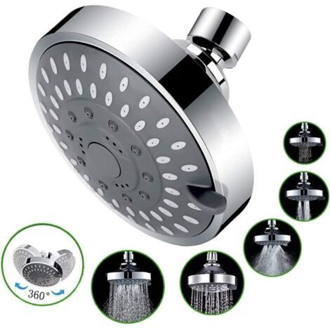 Pomme de douche haute pression, Pommeau Douche Pluie à Économie d'eau Ajustable 5 Réglages pour Salle de Bain SPA Détente (1/4)