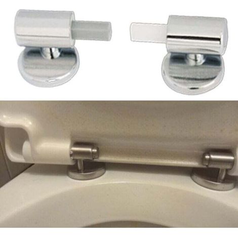 SABIR Lot de 2 Kit de Fixation pour abattant WC Traditionnel et Contemporain avec charnières à Fermeture Douce à dégagement Rapide, Charnières de Fixation (1/4)