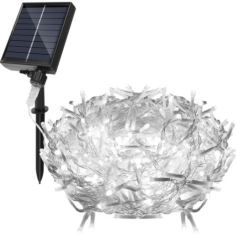 Randaco 5M LED Solar Lichterkette Außen Wasserdicht LED Eisregen 200 LEDs Eiszapfen Lichtervorhang mit Fernbedienung Innen Outdoor Garten Deko Kaltweiß (1/4)