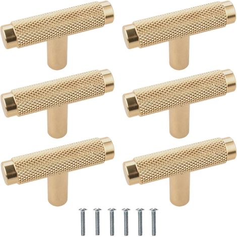 (6 Stück) Goldene T-förmige Schrankgriffe, goldene Möbelgriffe, Küchenschrankgriffe, Küchenschränke und Kleiderschränke (1/5)