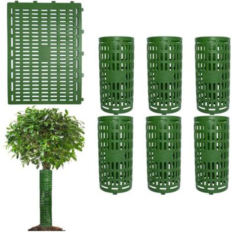 Lot de 6 protections de tronc d'arbre imperméables en plastique robuste et réglable pour le jardin (1/5)