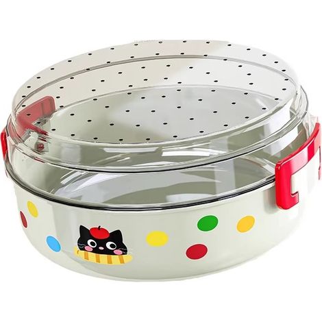 Boîte à goûter 2 pièces, grand bol à fruits et légumes, boîte à goûter portable avec couvercle et poignée pour les fêtes, les voyages et les pique-niques. (1/5)