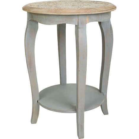 Mesa auxiliar de madera artesanal gris45x45x60h cm