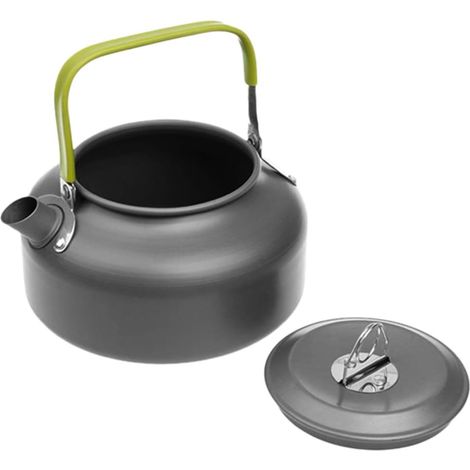 Bouilloire de camping 0,8 L portable pour feu de camp, cafetière pour réchaud et randonnée, poignée en silicone, pêche (1/5)
