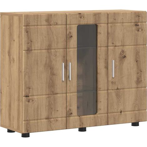 Buffet,Bahut,Meuble de Rangement chêne artisanal 55.5 x 29 x 100 cm Bois d'ingénierie CFW38483 (1/5)