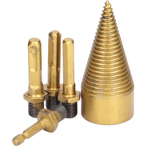Lot de 5 forets fendeurs 42mm en bois, cône de fendage avec queues hexagonales carrées et rondes pour perceuse électrique (1/5)