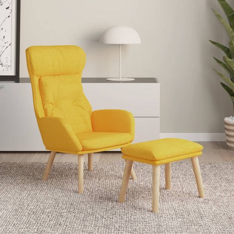 Teenpull – Relaxsessel mit Hocker Senfgelb Stoff (1/5)