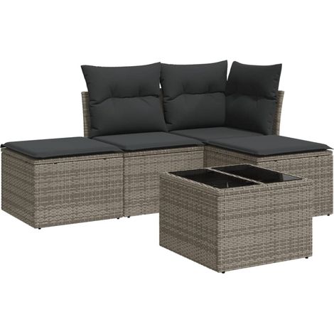 Maison Exclusive - 5-tlg. Garten-Sofagarnitur mit Kissen Grau Pol