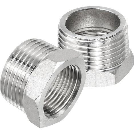 2 Pièces Réducteur Hexagonal En Acier Inoxydable 304 Argenté (1/5)
